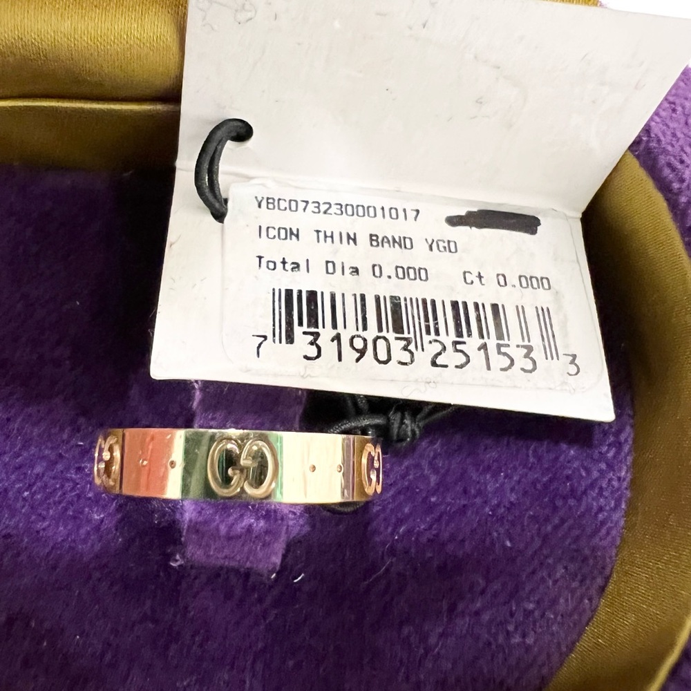 GUCCI Icon 18K Yellow Gold Thin Band Ring - Picture 5 of 11